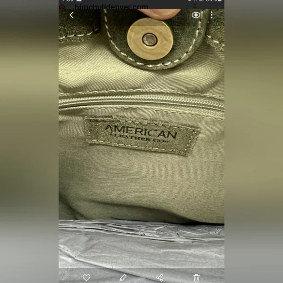 American Leather Co. Mercer Suede Woven Tote Olive Green - Picture 5 of 6